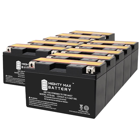 MIGHTY MAX BATTERY YT7B-BS 12V 6.5AH Replacement Battery Compatible with Powersport Motorcycle ATV Scooter - 10PK MAX3992652